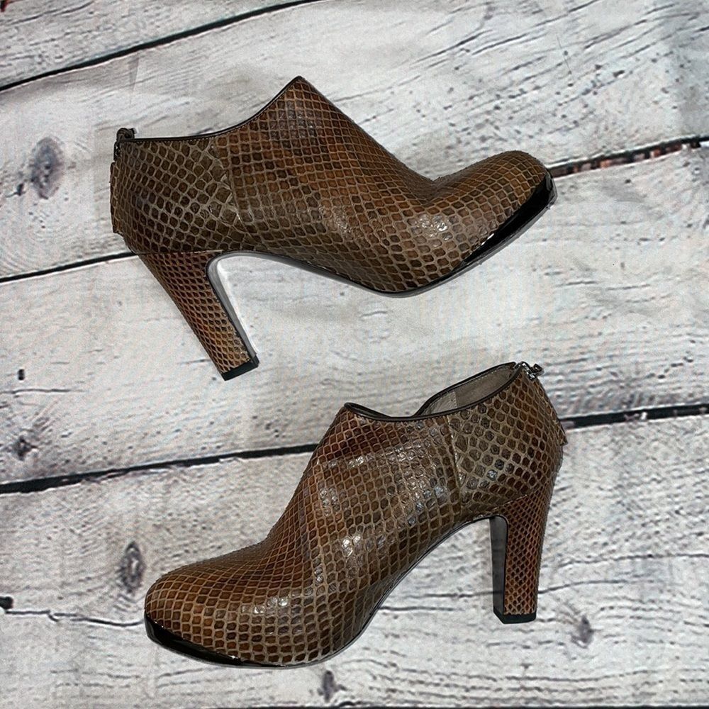 Brown Devi Kroell Snakeskin Booties - Picture 3 of 12